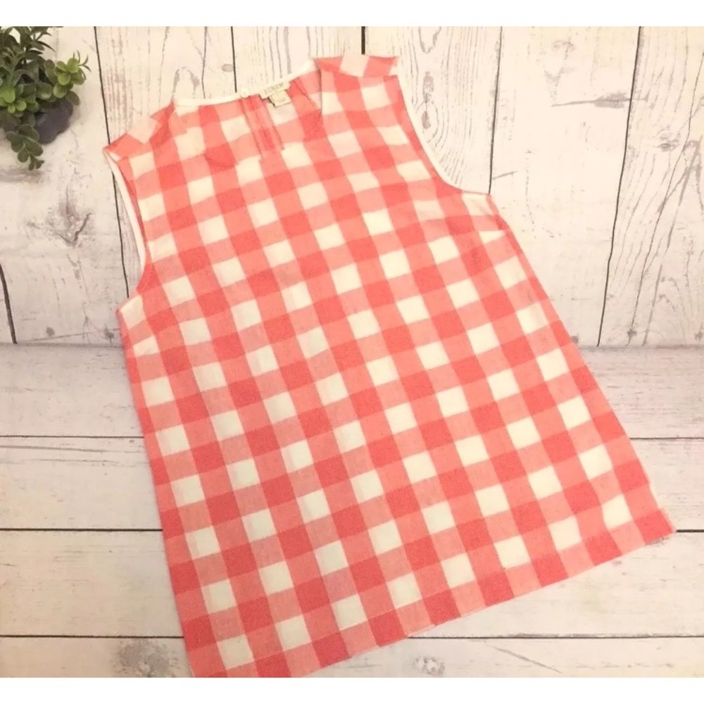 J.Crew Cotton/Linen Plaid Tank Size 0